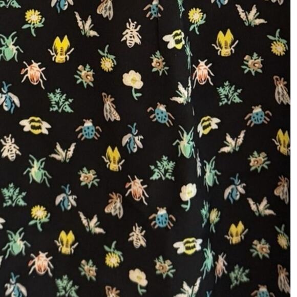 Joie Silk Sleevless Faux Wrap Ruffle Blouse Bees Flowers Honeybees Summer Light - Picture 8 of 11